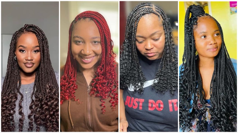 trendy and best medium knotless braids with curls