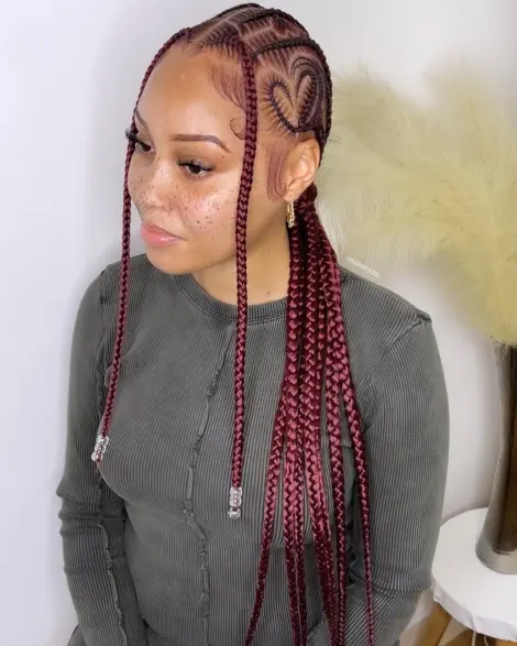 Burgundy Feed-In Braids