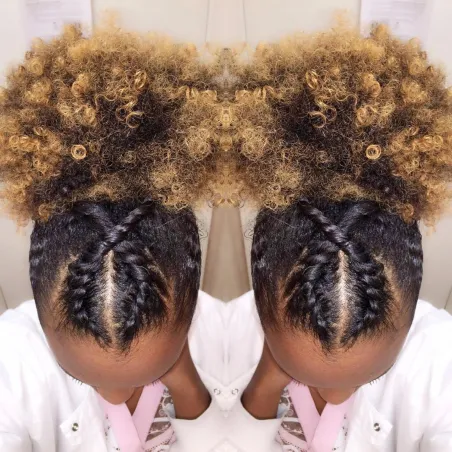 Crossed Twists And Afro Puff Pony