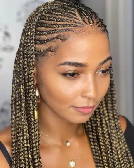 Half Cornrows Half Box Braids