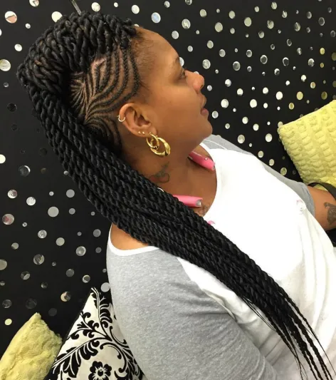 Long Braided Faux Hawk