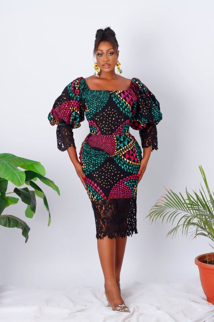 Ankara Midi Dresses with Sleeves