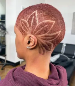 Short Natural Haircut With Flower Design