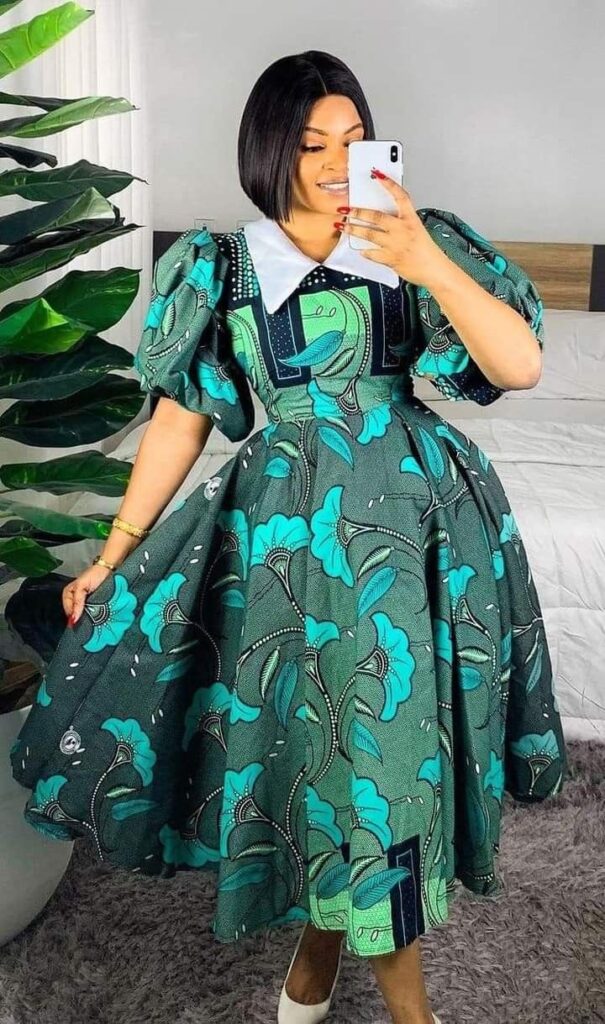 Sunday Church Fashion Ankara big flare gown