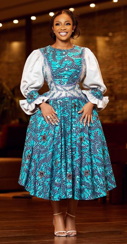 Sunday Church Fashion Ankara big flare gown