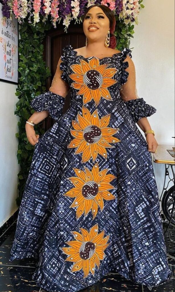 Sunday Church Fashion Ankara big flare gown