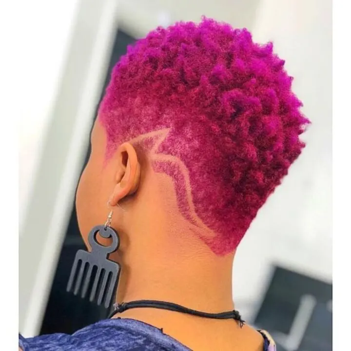 Tapered Pink Cut For Natural Hair
